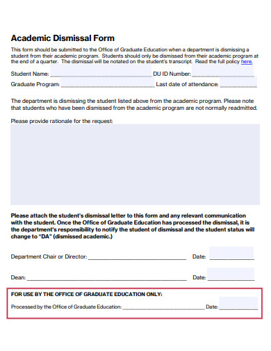 academic dismissal form template