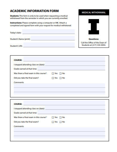 academic information form template