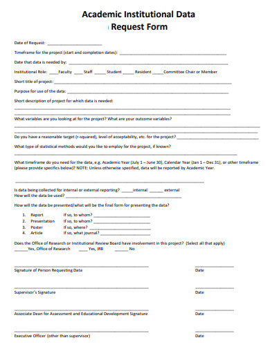 academic institutional data request form template
