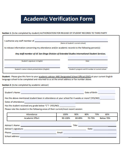 academic verification form template
