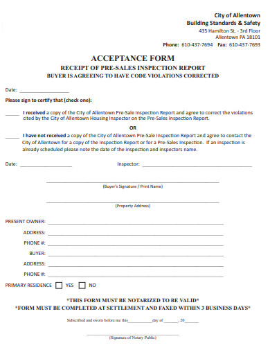 acceptance form template