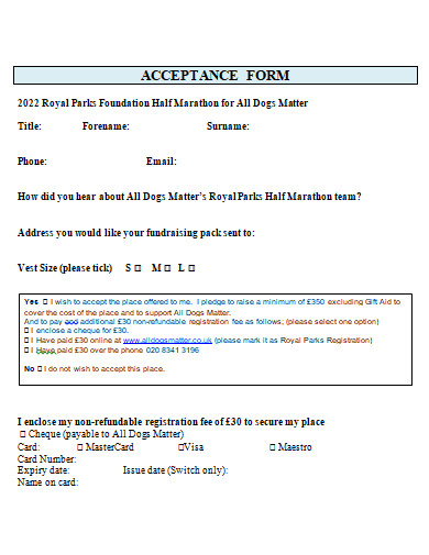 acceptance form in doc