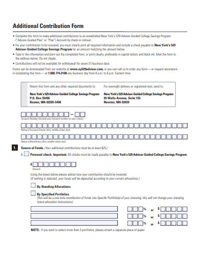 additional contribution form template