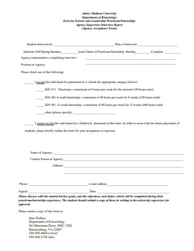 agency acceptance form template