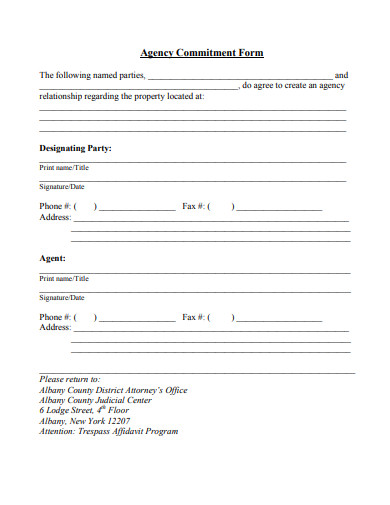 agency commitment form template