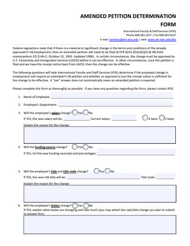 amended petition determination form template