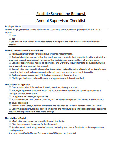 annual supervisor checklist template