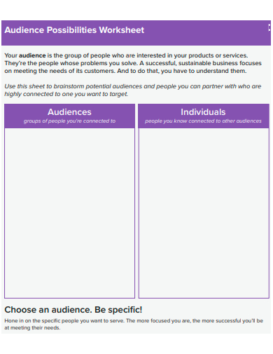 audience possibilities worksheet template