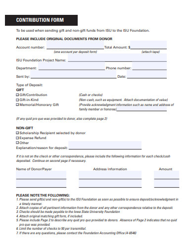 basic contribution form template