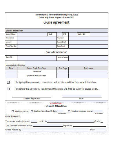 basic course agreement template