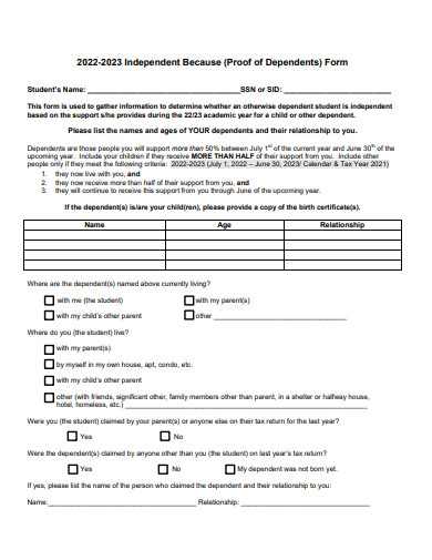 basic independent form template