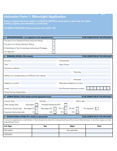 basic instructor form template