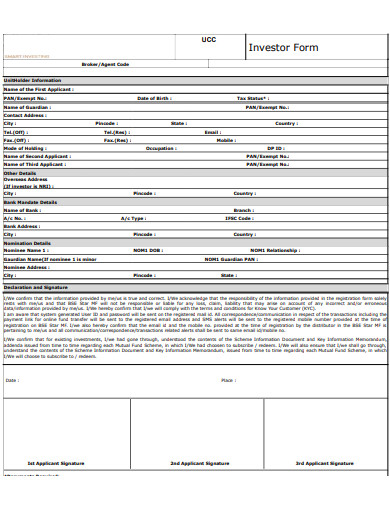 basic investor form template