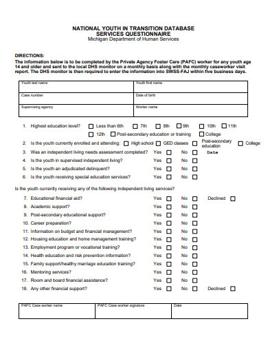 basic service questionnaire template