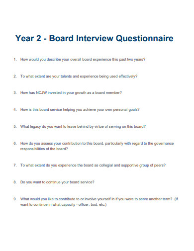 board interview questionnaire template