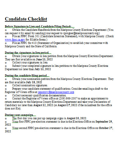 candidate checklist in doc