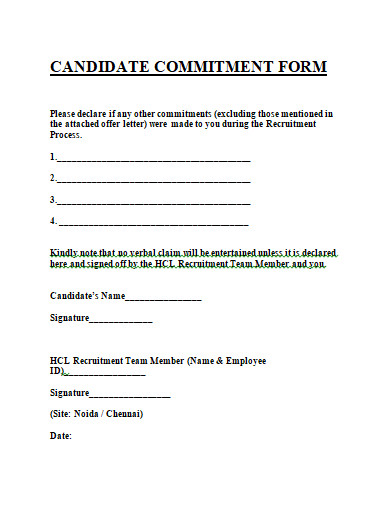 candidate commitment form template