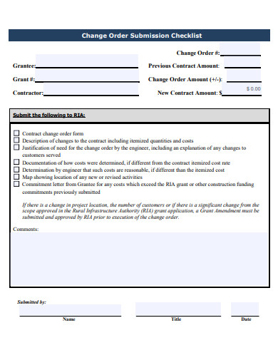 change order submission checklist template