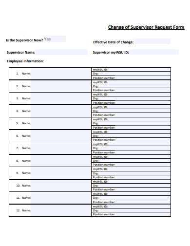 change of supervisor request form template