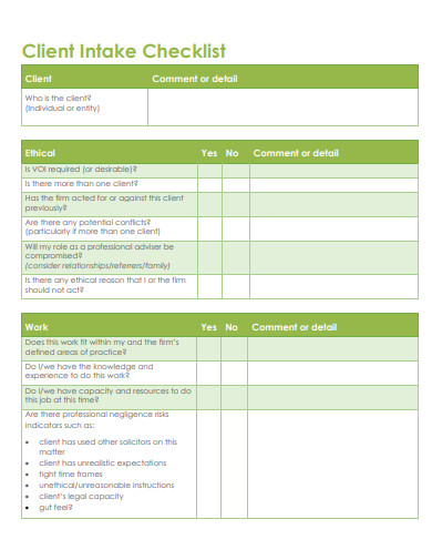 client intake checklist template
