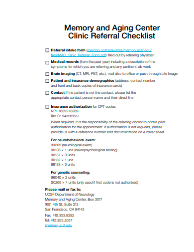 clinic referral checklist template