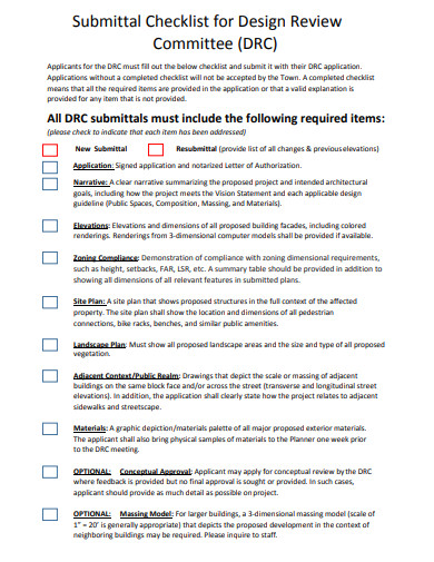 committee submittal checklist template