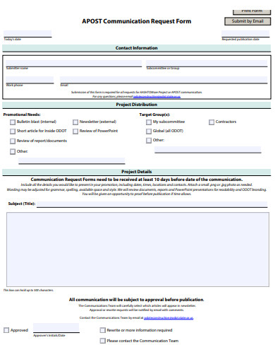 communication request form template