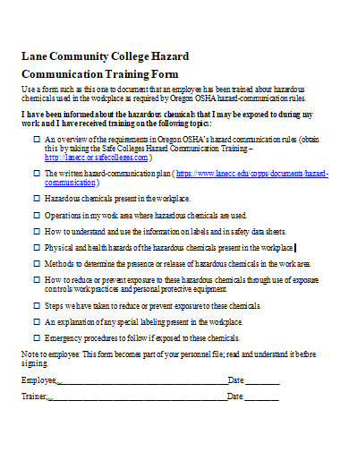 communication training form template