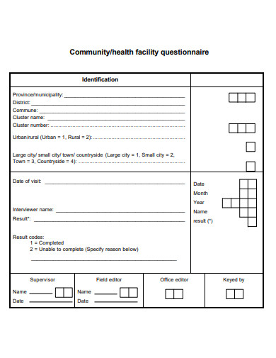 community health facility questionnaire template