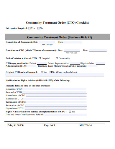 community treatment order checklist template