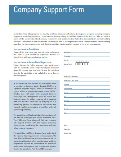 company support form template