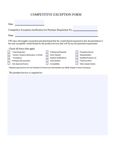 competitive exception form template