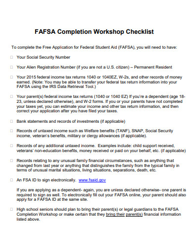 completion workshop checklist template