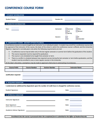 conference course form template