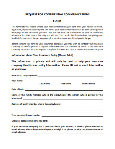 confidential communication form template