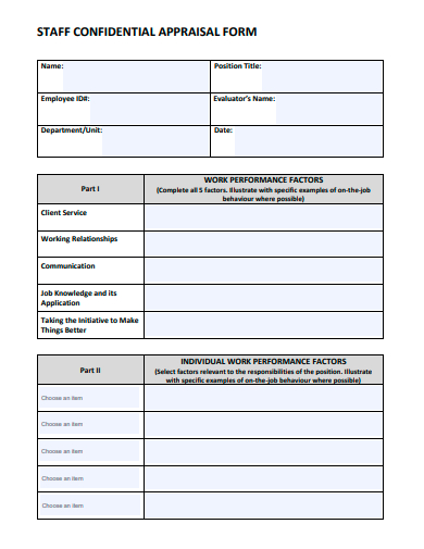confidential staff appraisal form template