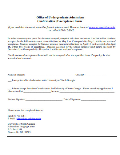 confirmation of acceptance form template