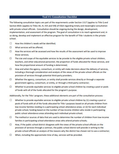 consultation checklist in pdf