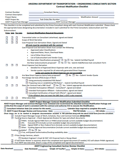 contract modification checklist template
