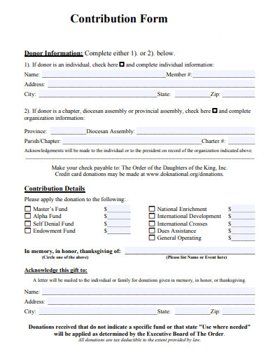 contribution form template
