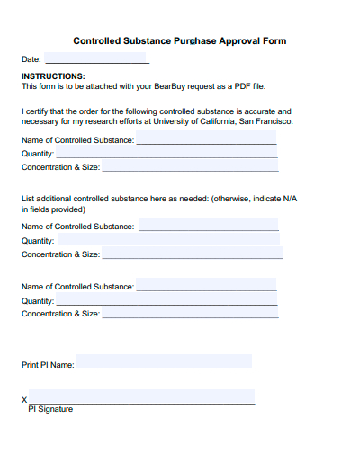 controlled substance purchase approval form template