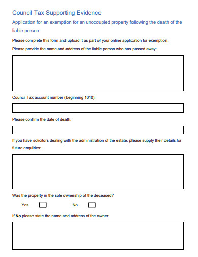 council tax supporting evidence template