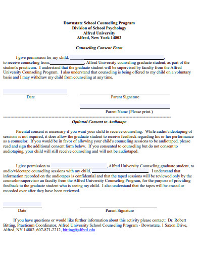 counseling consent form template