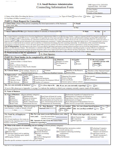counseling information form template