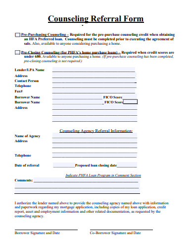 counseling referral form template