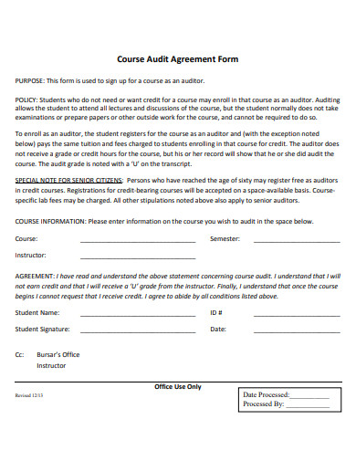 course audit agreement form template