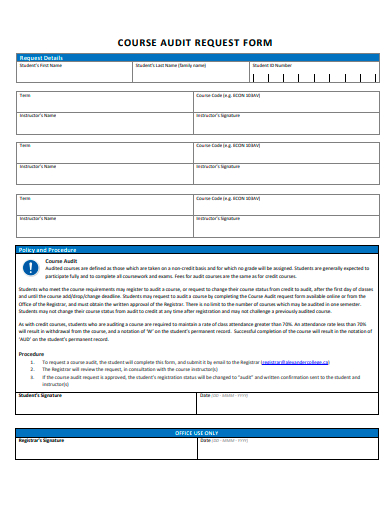 course audit request form template