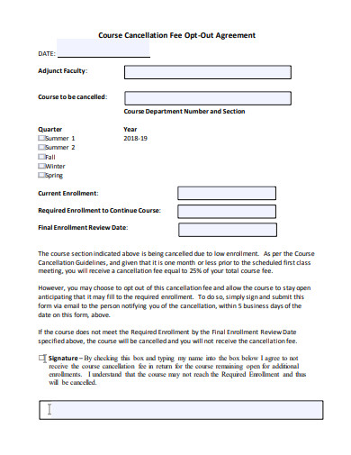 course cancellation fee agreement template