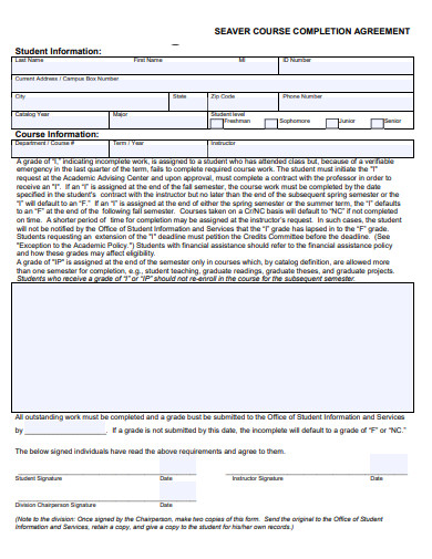 course completion agreement template