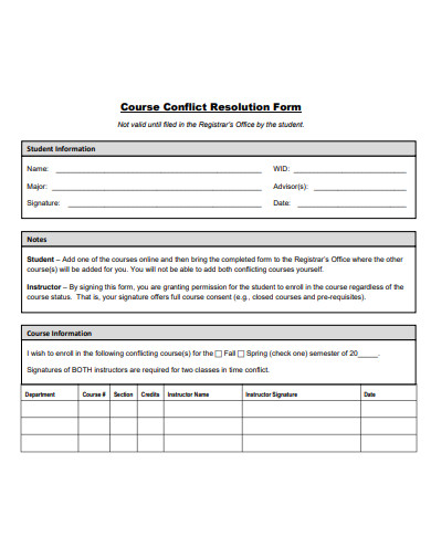 course conflict resolution form template1